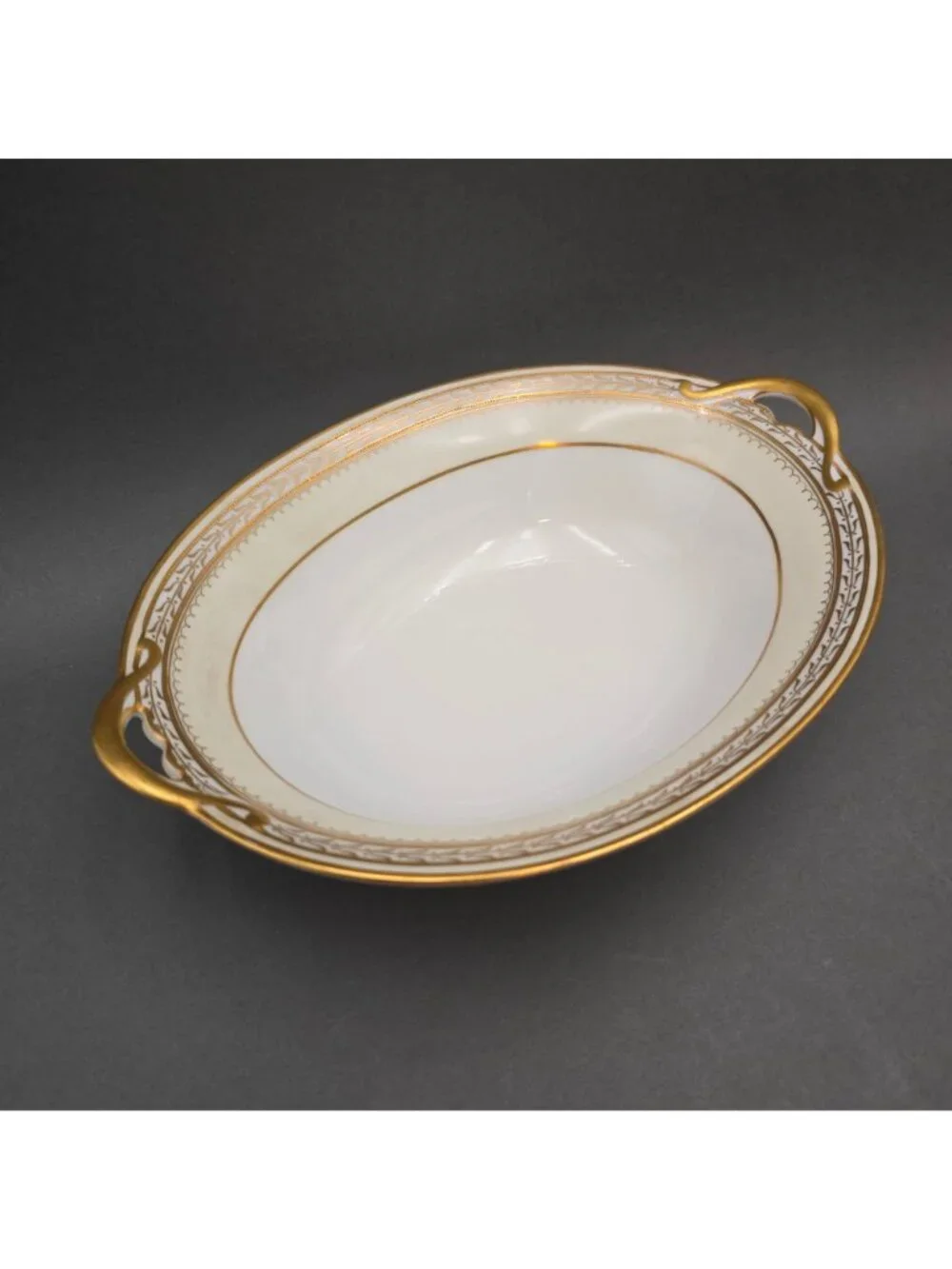 Antique Noritake Chanfaire Oval Vegetable Bowl Set 2 Hand Painted Art Deco
